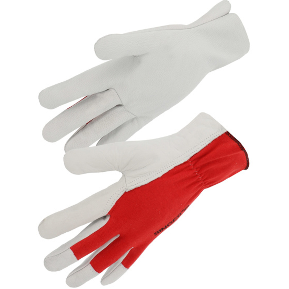 Gants Paume fleur de chèvre Dos interlock rouge - SINGER - CHV56IR