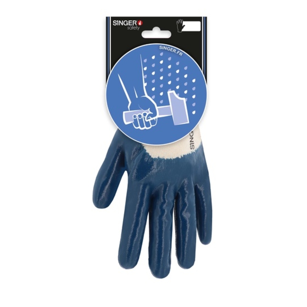 Gant nitrile Enduction lourde Poignet tricot - SINGER - CNBR326