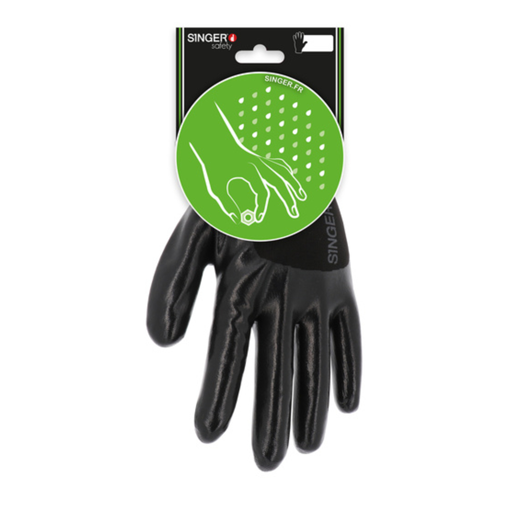 Gant nitrile lisse ¾ enduit Support polyamide- SINGER - CNYM334NIB