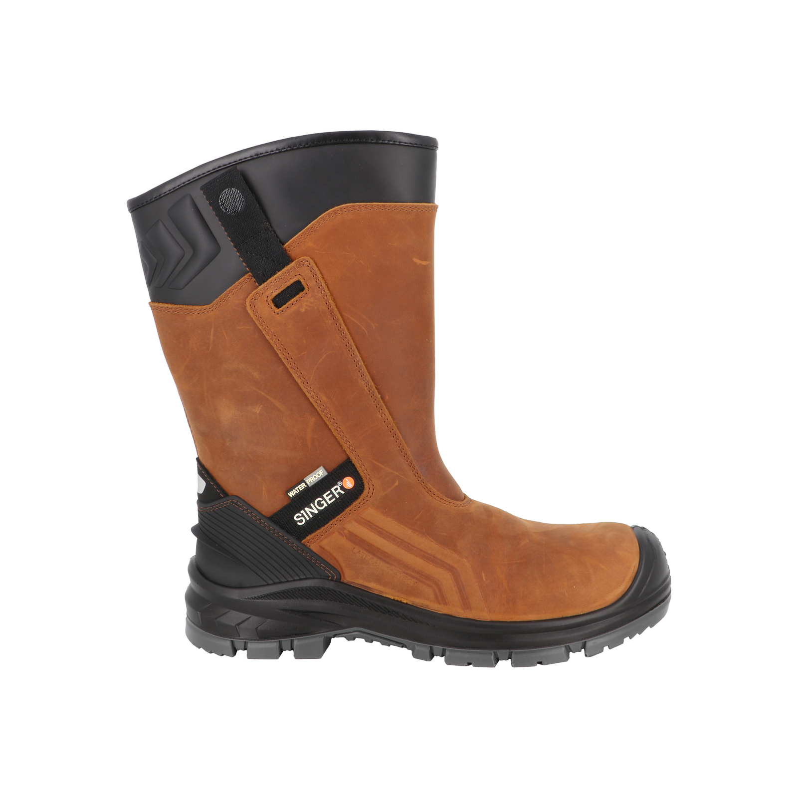 Botte de sécurité cuir marron S7S FO SR LG SC - SINGER - GAIA