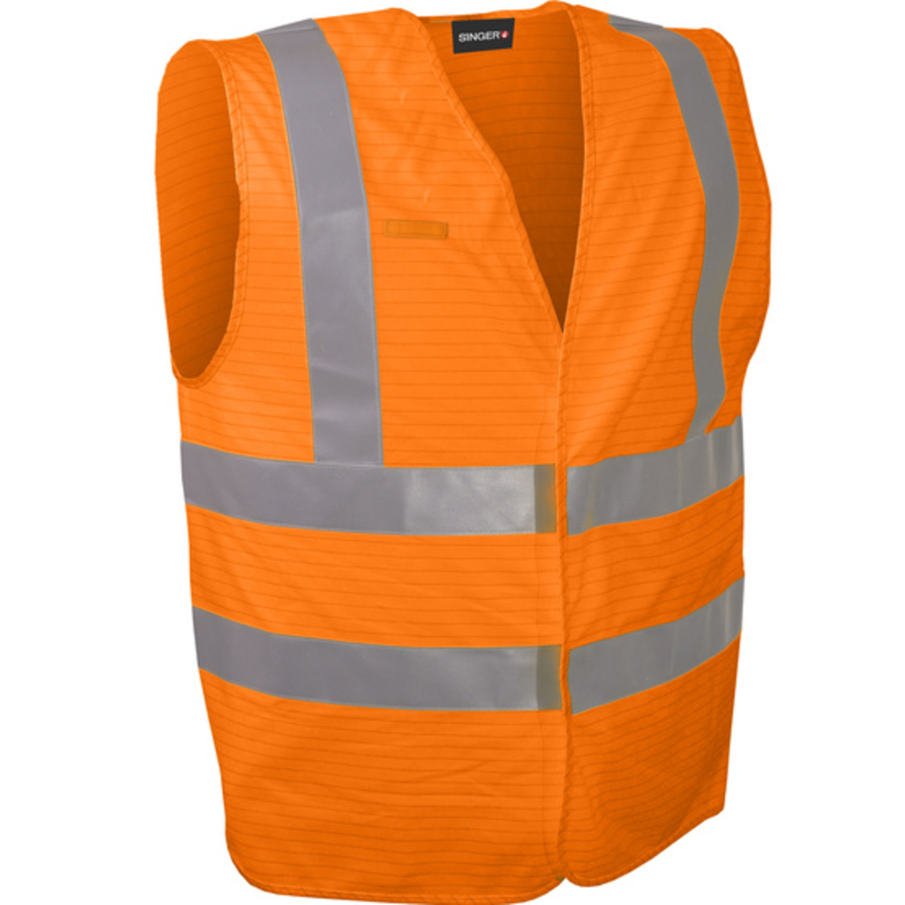 Gilet orange haute visibilité multi-risques polyester et carbone - SINGER - GILMRO
