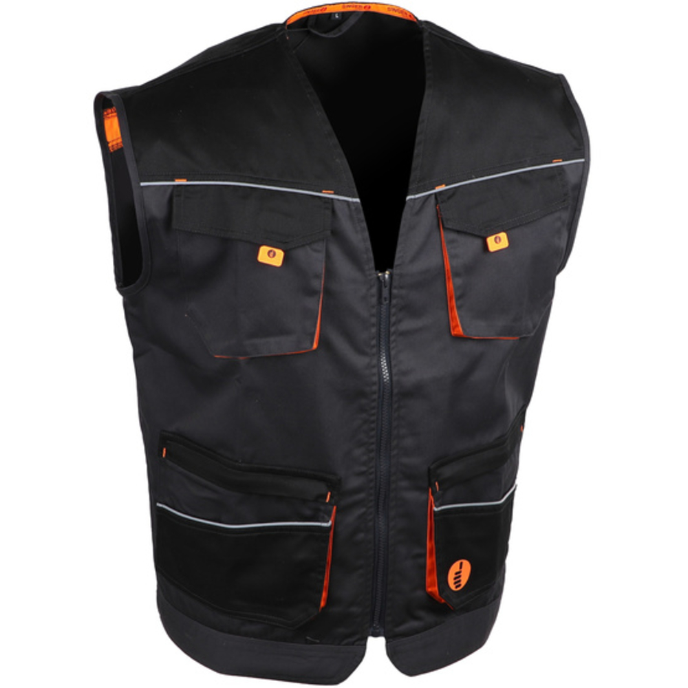 Gilet de travail en polyester/coton noir/gris  - SINGER - GOIA