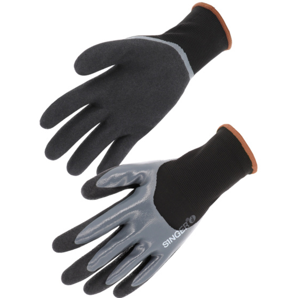 Gants nylon 3/4 enduits nitrile doublecouche- SINGER - GRIP134