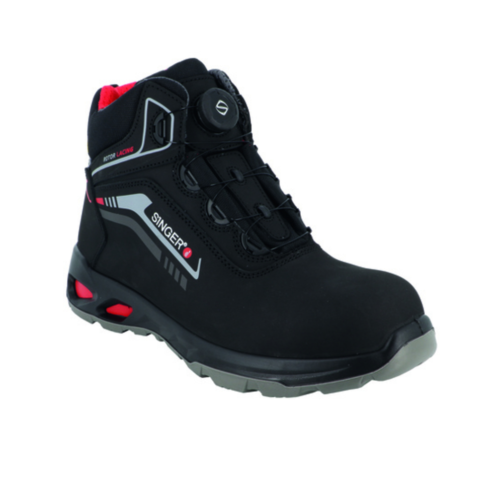 Chaussure haute de sécurité Cuir hydrofuge ESD Laçage rotor - SINGER - MONZA