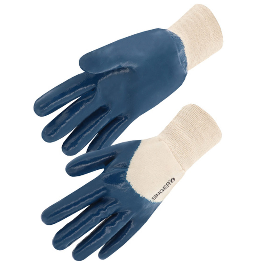 Gant nitrile Enduction lourde Poignet tricot - SINGER - NBR326