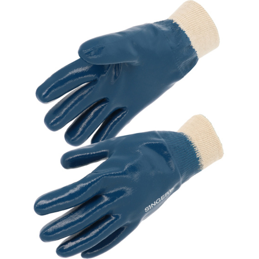 Gant nitrile tout enduit Enduction lourde Poignet tricot - SINGER - NBR327