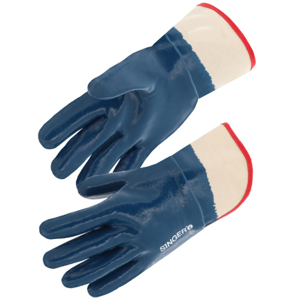 Gant nitrile tout enduit Enduction lourde Manchette toile - SINGER - NBR327T