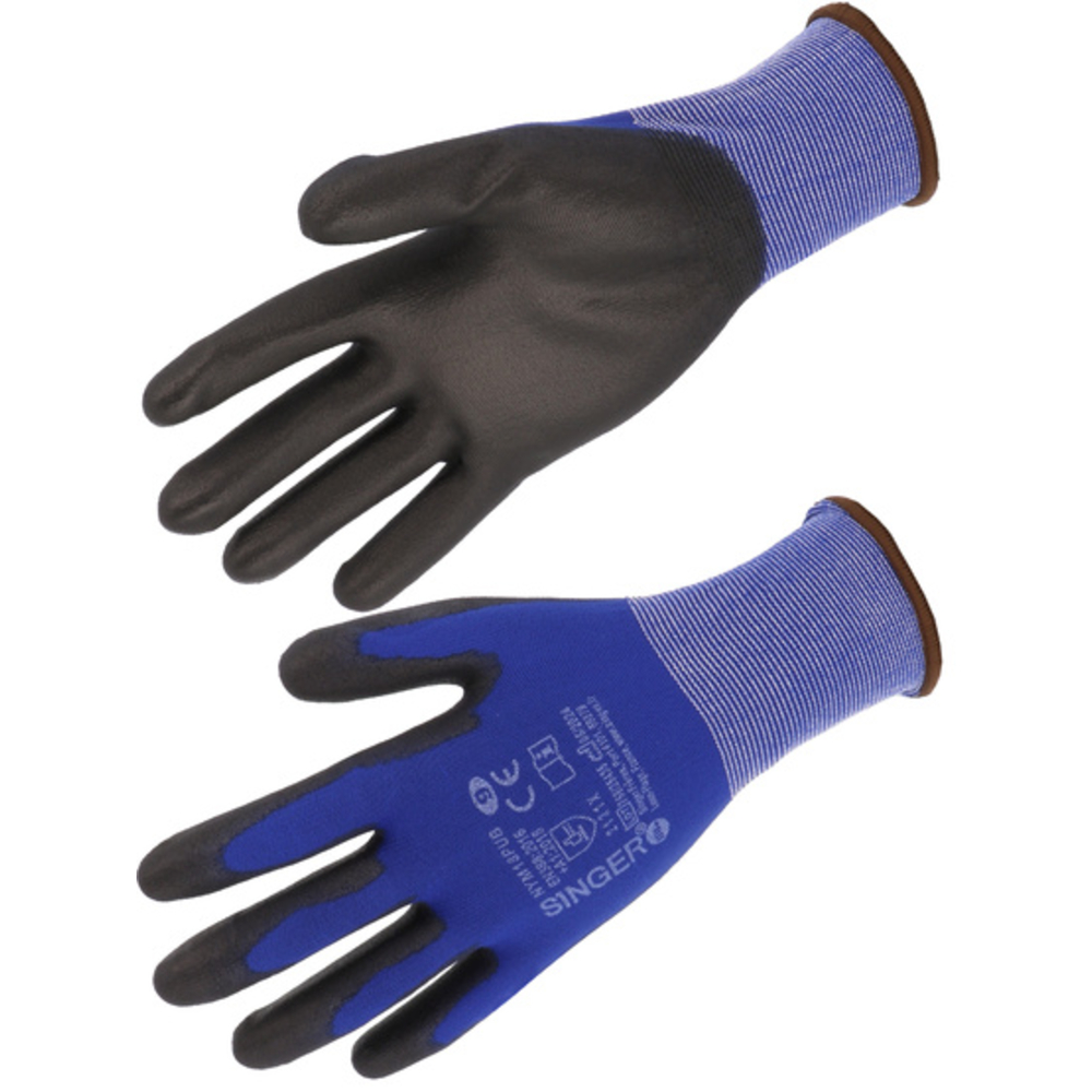 Gant de protection Enduit PU Support polyamide Jauge 18 - SINGER - NYM18PUB