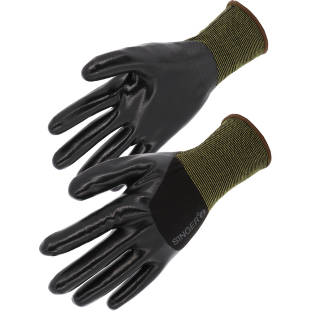 Gant nitrile lisse ¾ enduit Support polyamide- SINGER - NYM334NIB