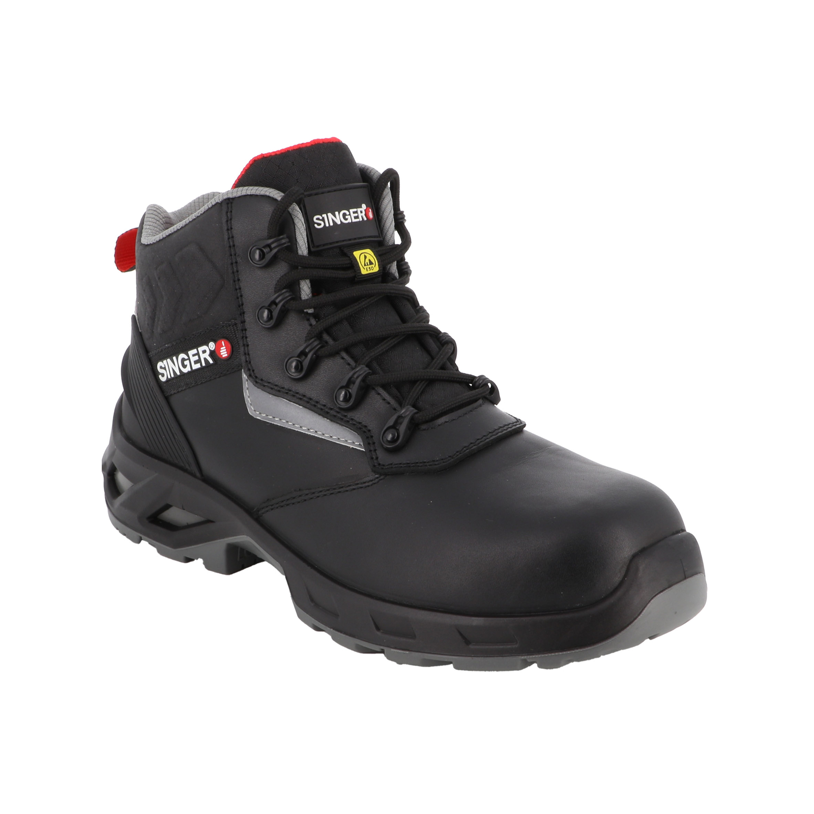 Chaussure de sécurité haute cuir noir S3S FO SR LG CI ESD - SINGER - OBSID