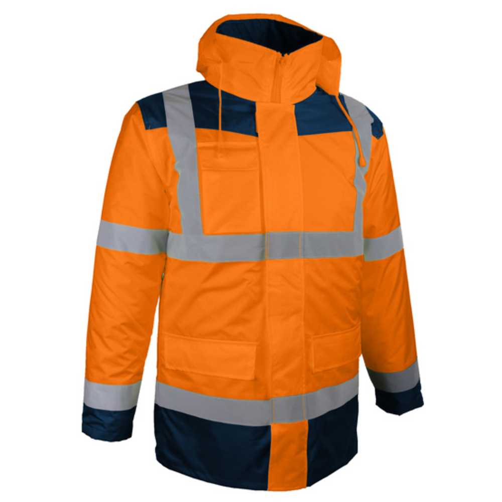 Parka orange HV bleu marine amovible avec manches longues amovibles - SINGER - PARINO