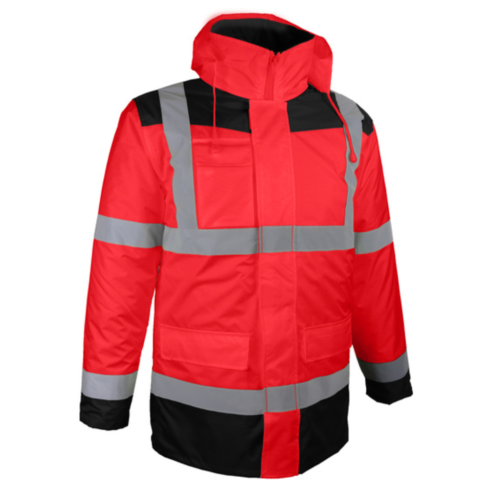 Parka rouge HV bleu marine avec manches longues amovibles - SINGER - PARIRO
