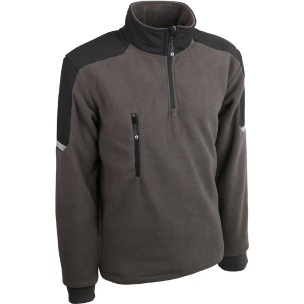 Pull gris en polaire avec col montant - SINGER - POLANDE