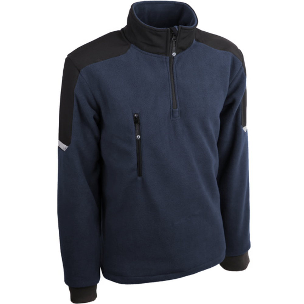 Pull bleu en polaire avec col montant - SINGER - POLARINE