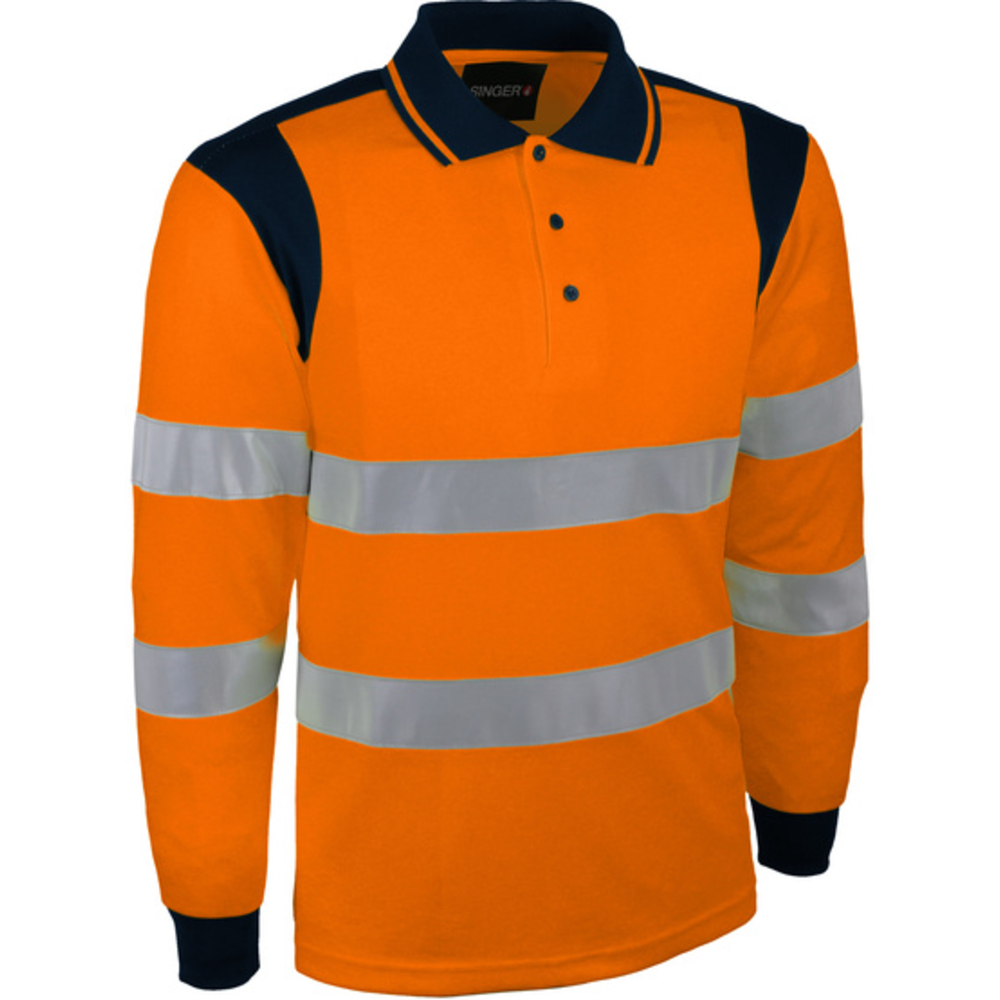 Polo orange en polyester bird-eye - SINGER - PUNTO