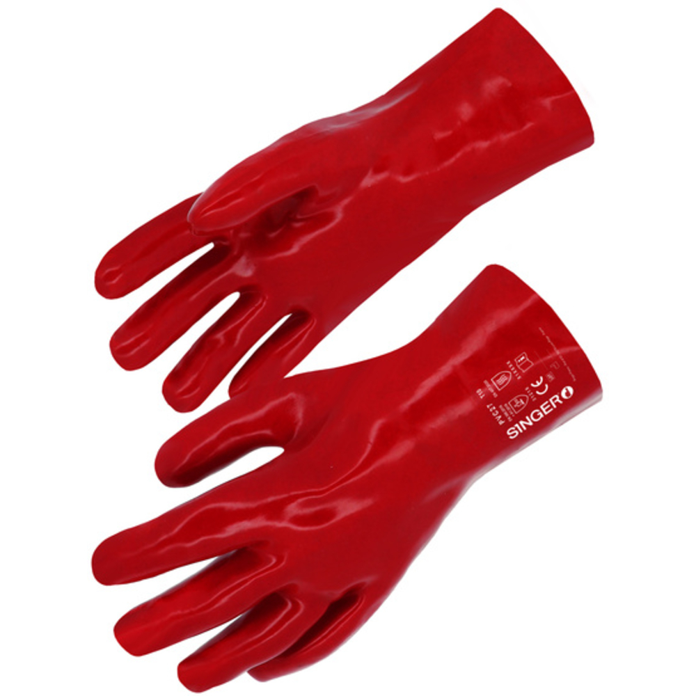 Gants de protection en PVC sur support coton 270 mm - SINGER - PVC27