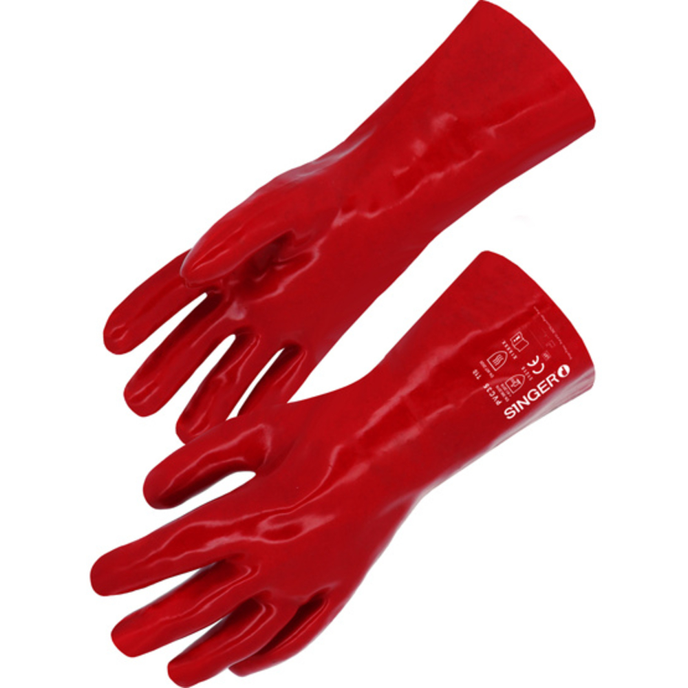 Gants de protection en PVC sur support coton 350 mm - SINGER - PVC35