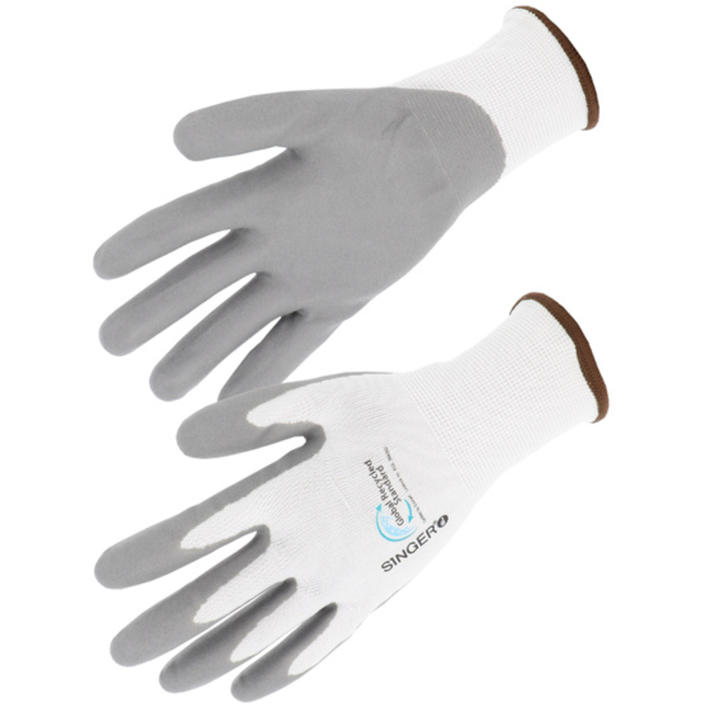 Gant polyester à base de polyester recyclé GRS élasthanne paume nitrile mousse - SINGER - RCY15NIT