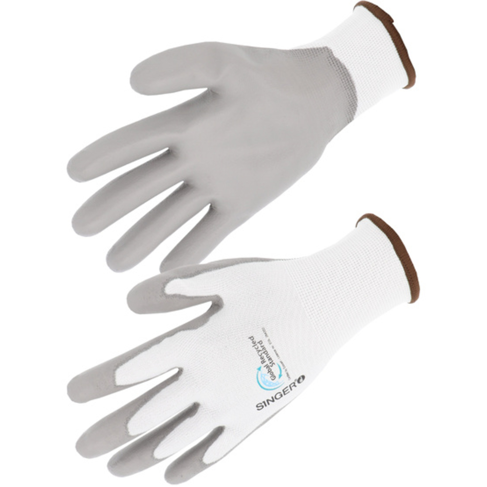 Gant polyester à base de polyester recyclé GRS élasthanne enduction paume PU - SINGER - RCY15PU