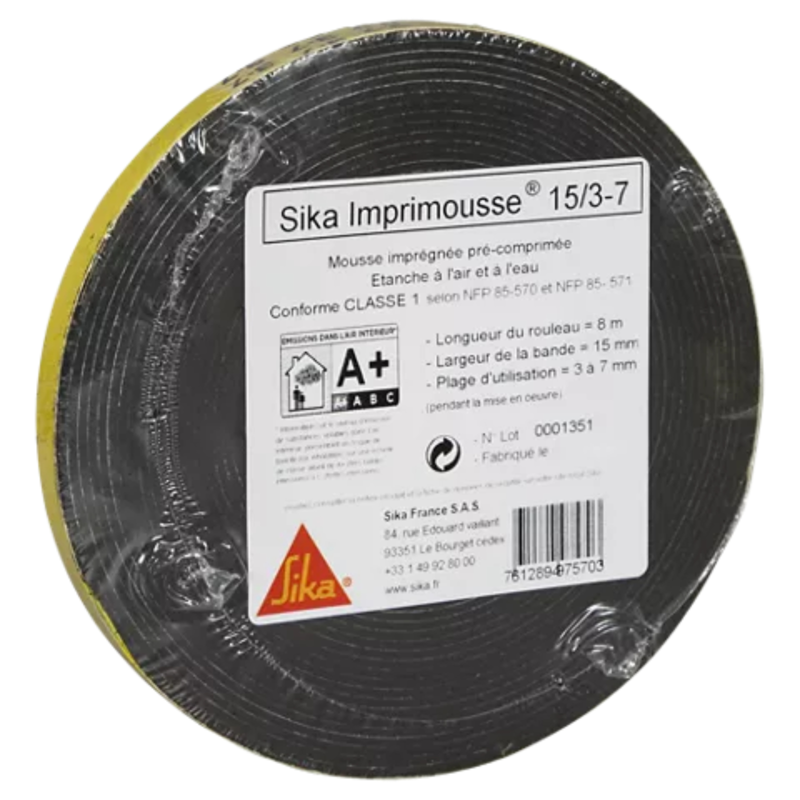 Mousse pré-comprimée adhésive Imprimousse 8 m 32 rouleaux carton SIKA - 441574