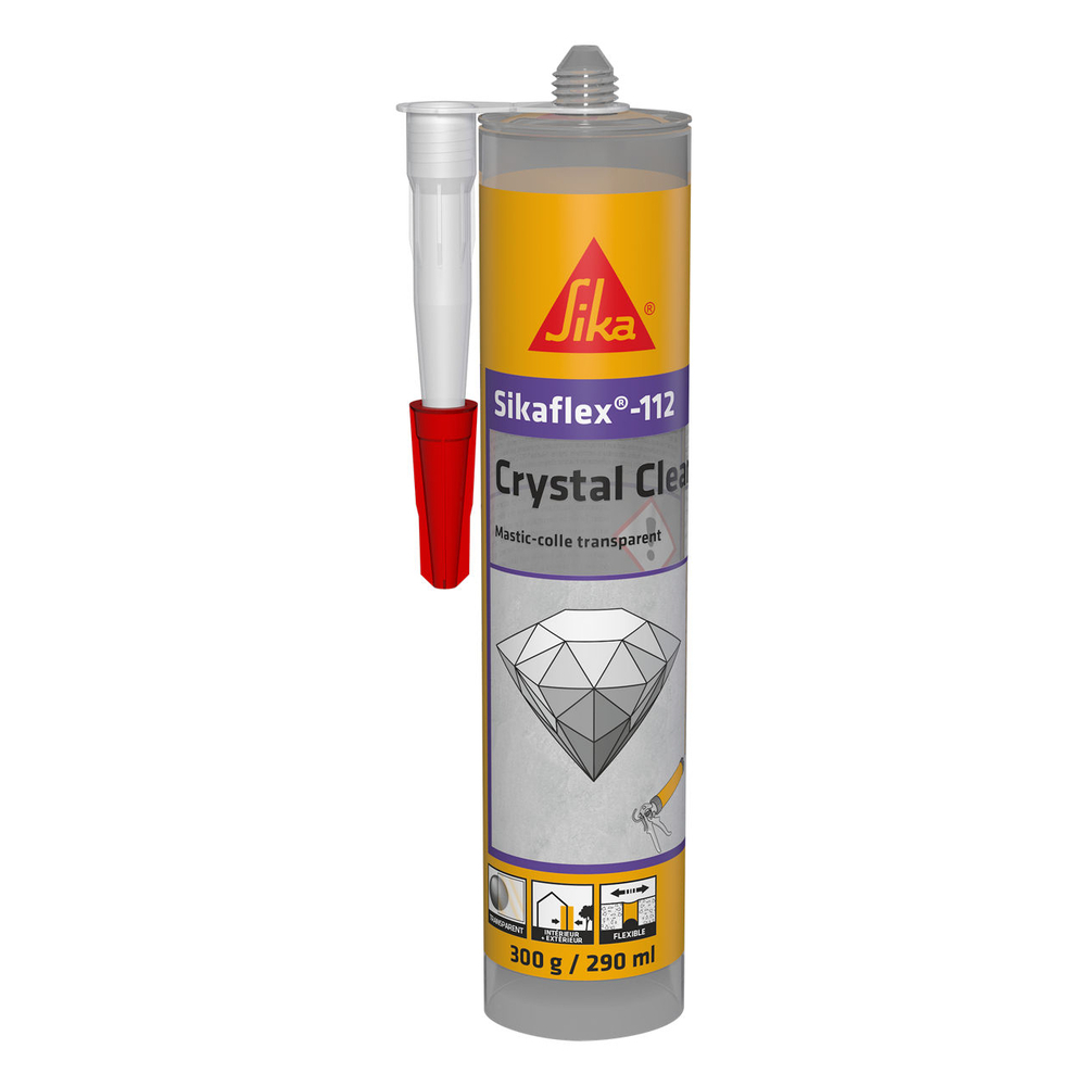 MASTIC-COLLE CARTON DE 12 CARTOUCHES 290ML DE SIKAFLEX-112 CRYSTAL CLEAR - SIKA - 617930