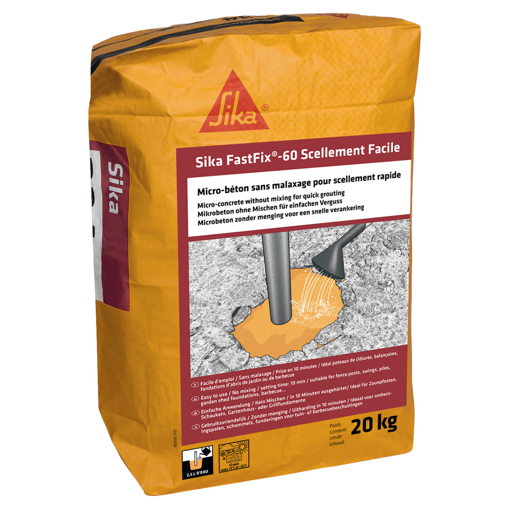 MICRO-BÉTON SIKAFASTFIX-60 SCELLEMENT FACILE - SAC DE 20 KG - SIKA - 618912