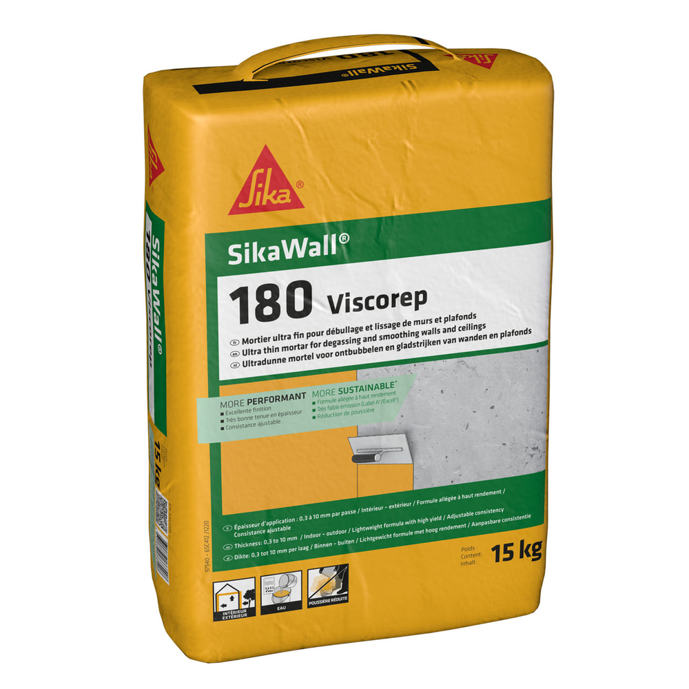MORTIER ULTRA FIN EN SAC 15KG DE SIKAWALL 180 VISCOREP - SIKA - 657589