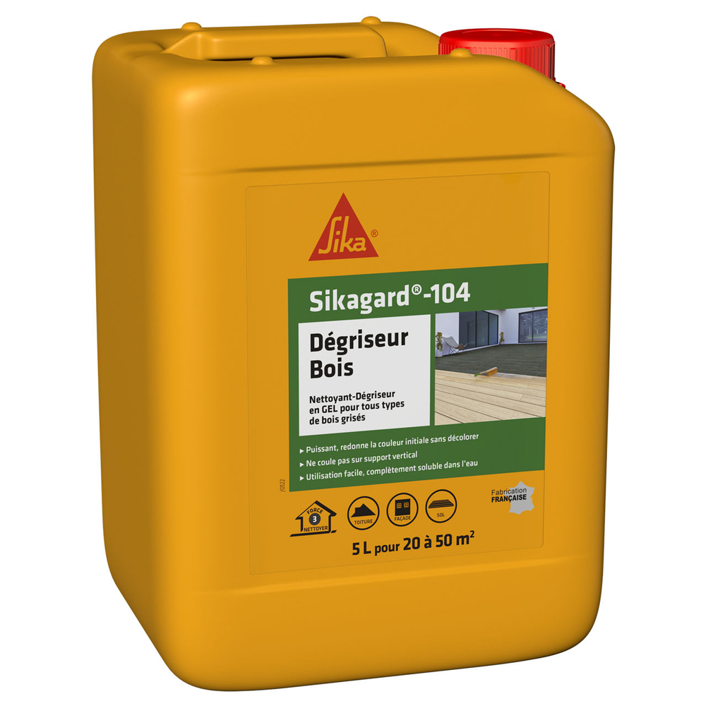 PACK DE 4 BIDONS DE 5L DE SIKAGARD-104 DÉGRISEUR BOIS - SIKA - 707092