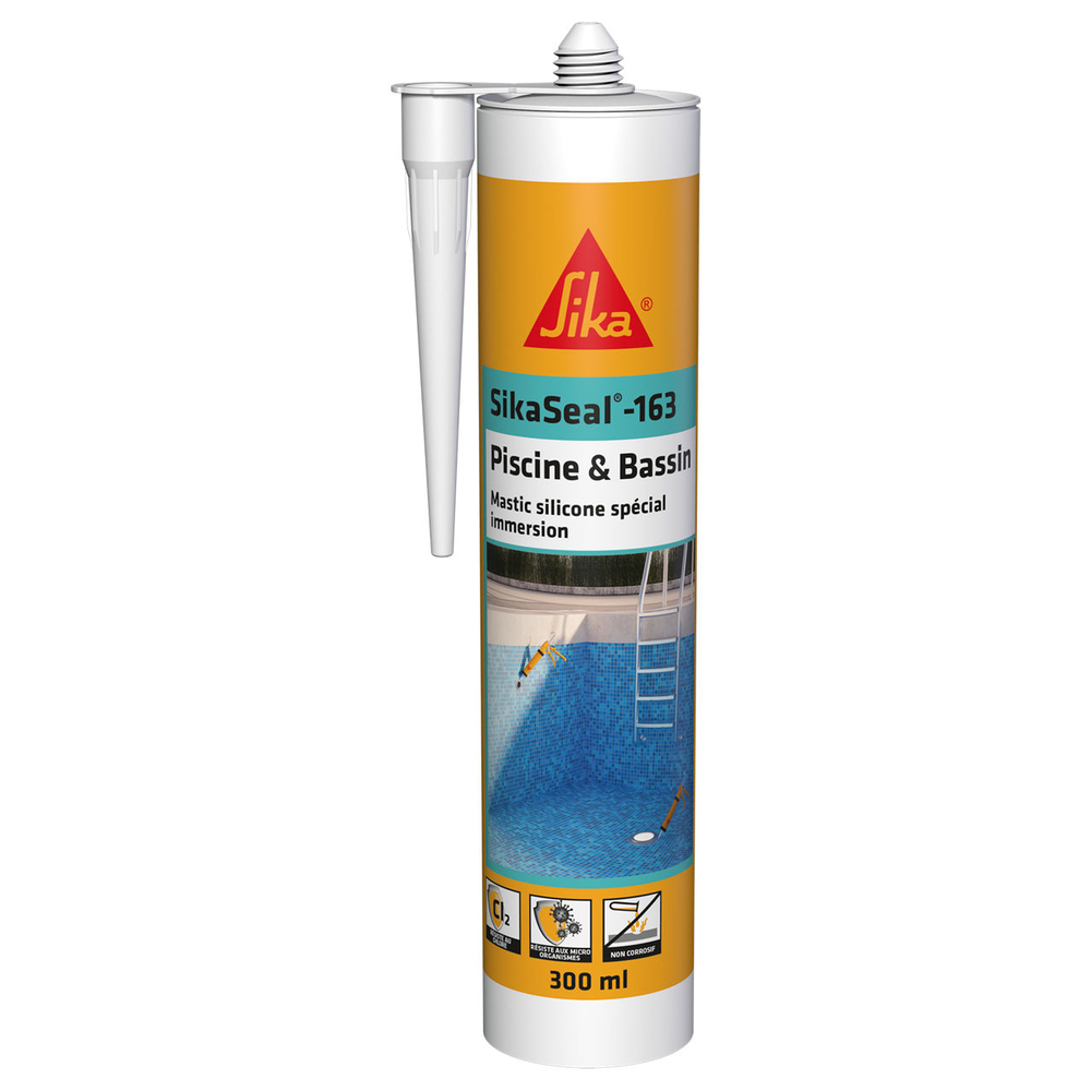 MASTIC POUR JOINT INCOLORE 300ML SIKASEAL -163 PISCINE & BASSIN - LOT DE 12 - SIKA - 736741