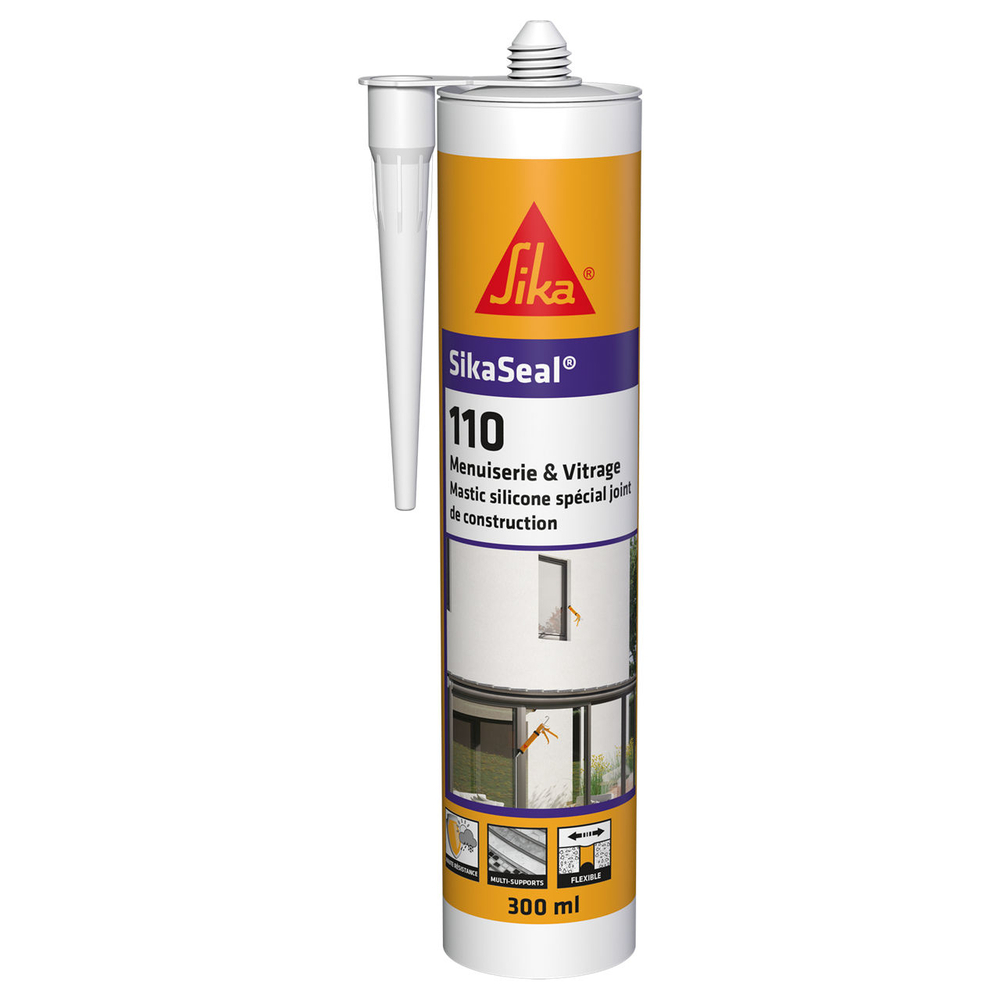 MASTIC EN CARTON DE 12 CARTOUCHES 300ML DE SIKASEAL-110 MENUISERIE & VITRAGE TRANSPARENT - SIKA - 739182