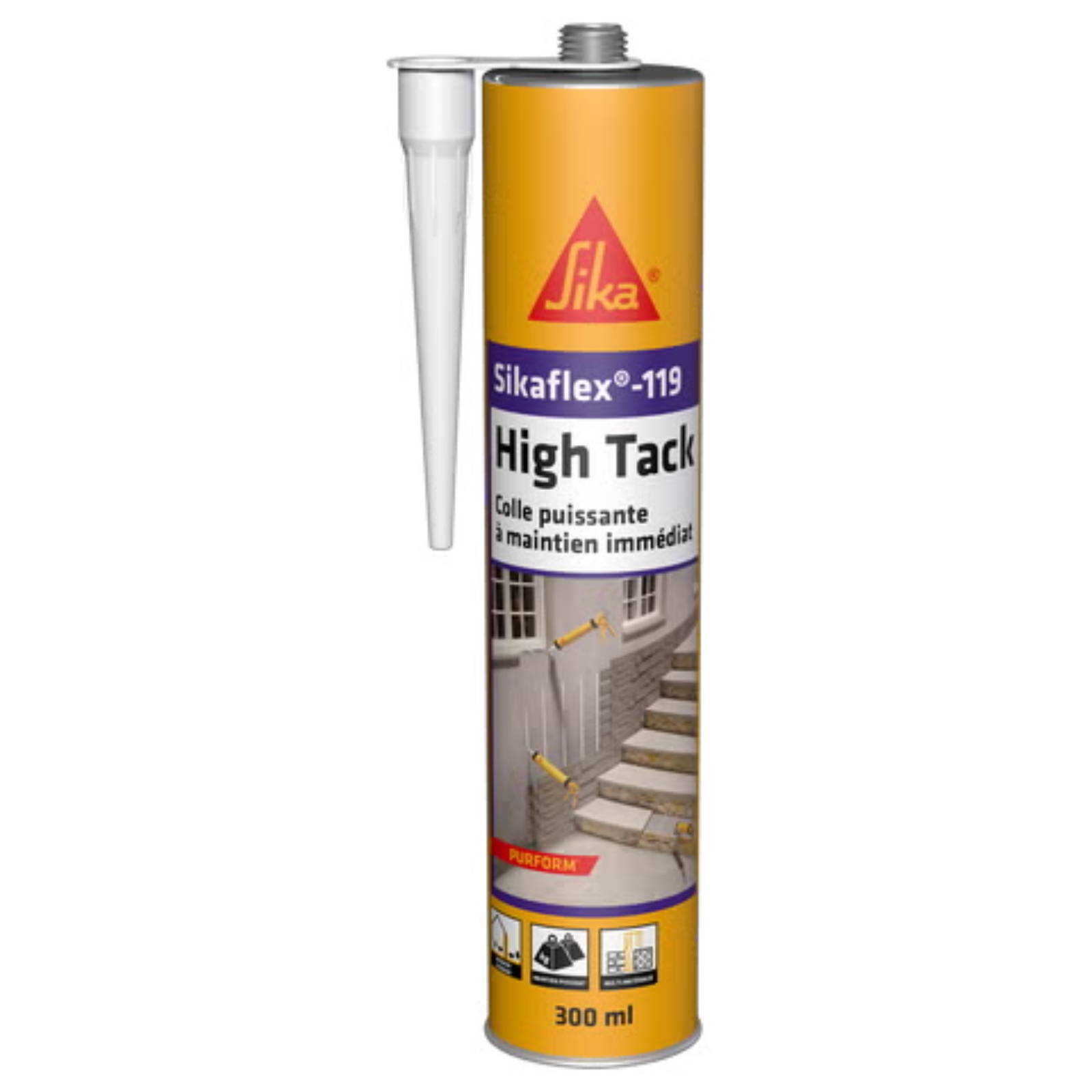 Colle polyuréthane maintien immédiat cartouche 300 ml Sikaflex-119 High Tack Purform SIKA - 759364