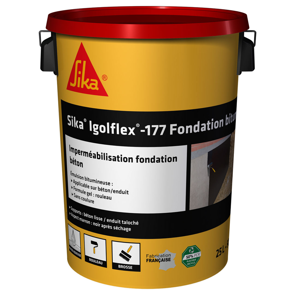 COMPLÉMENT D'IMPERMÉABILISATION SEAU DE 25KG SIKA IGOLFLEX-177 FONDATION BITUME  - SIKA - 785105