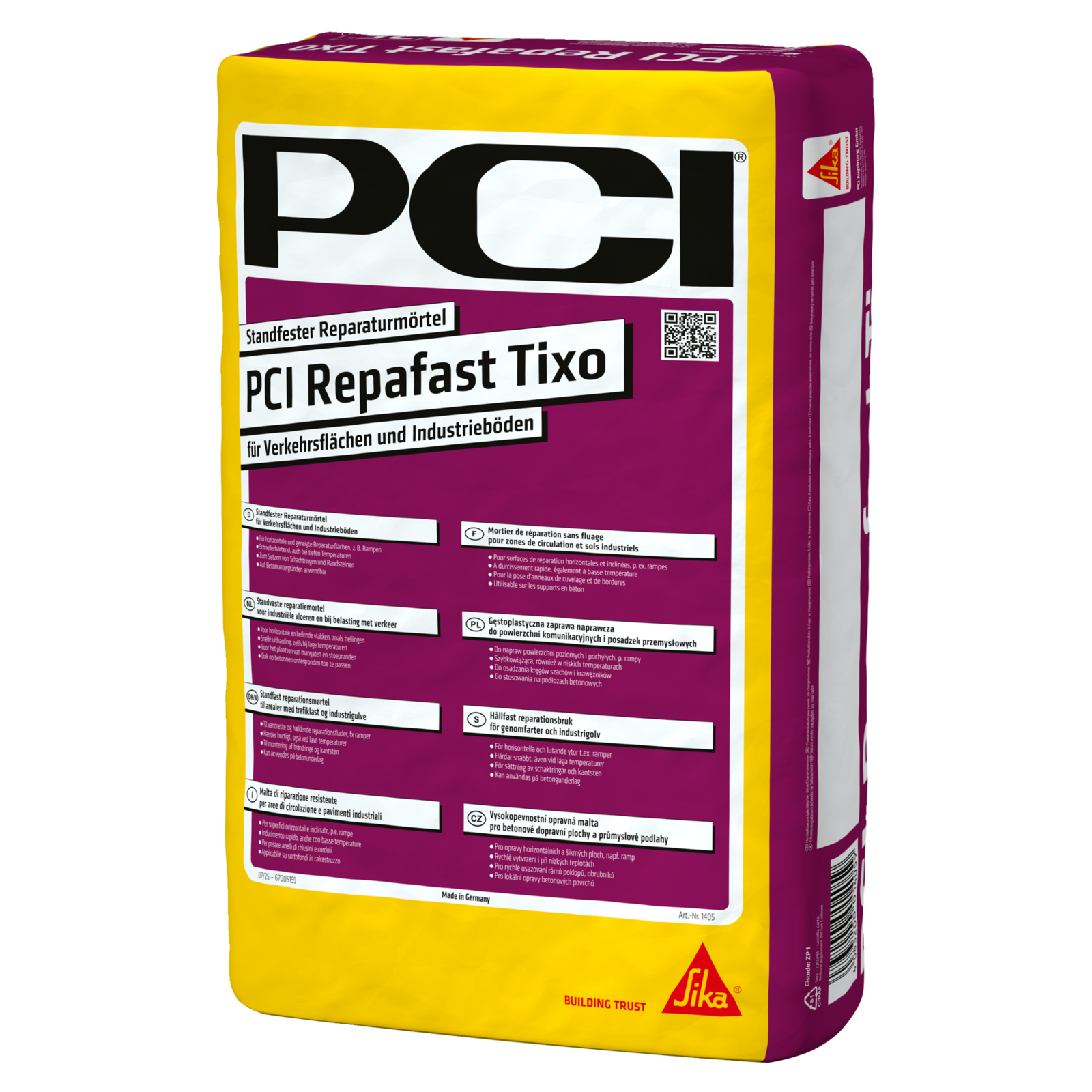 Mortier thixotrope durcissement rapide 25 kg pour travaux voirie multi-usages - PCI - 818345