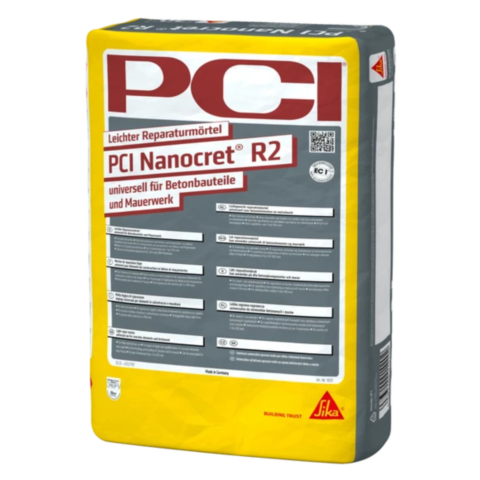 Mortier fibré allégé réparation et resurfaçage 20 kg 3-100 mm PCI Nanocret R2 - PCI - 818370