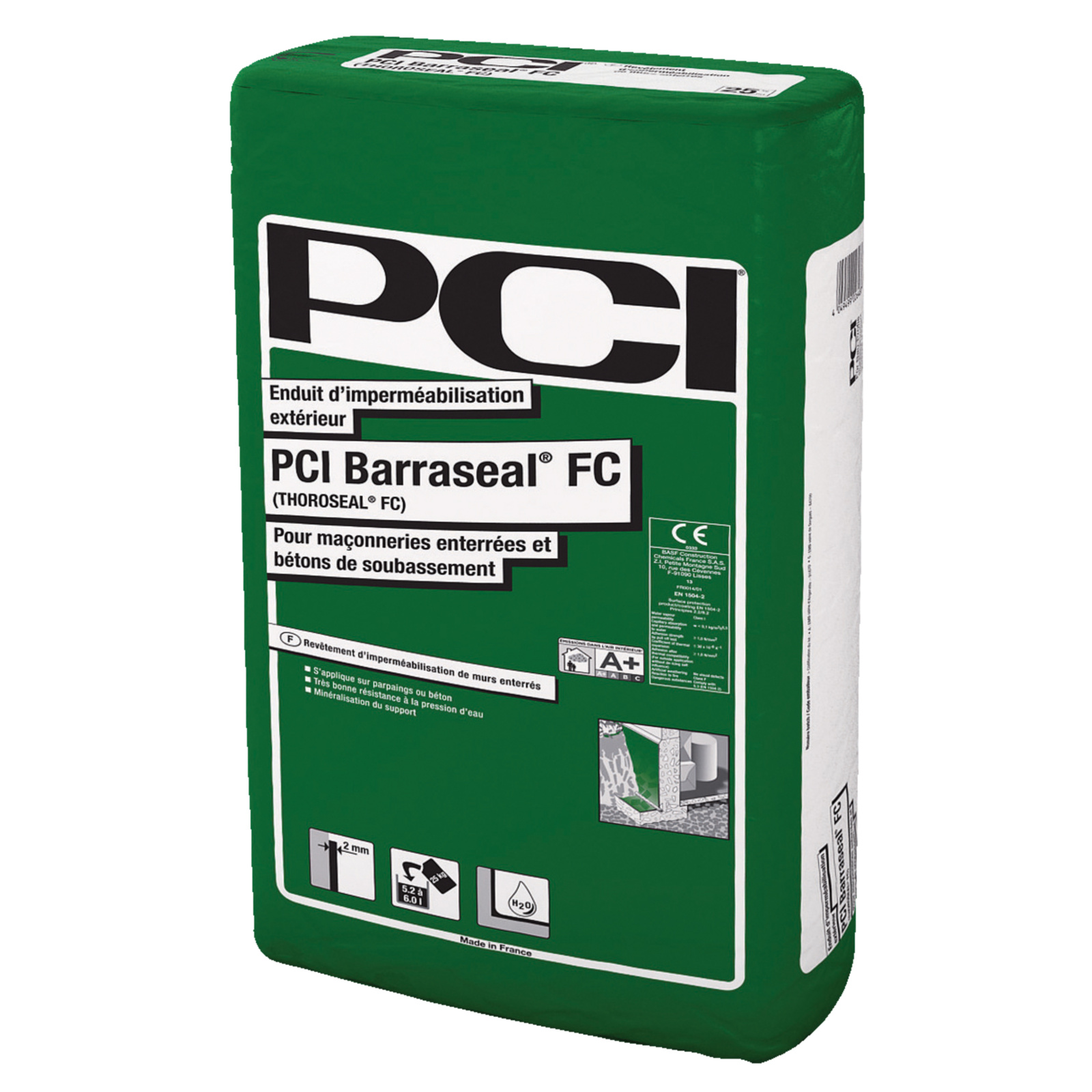 Enduit d’imperméabilisation murs enterrés et béton 25 kg - PCI - 818394