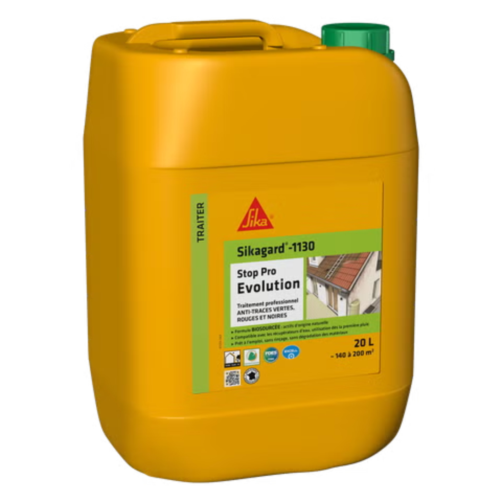 Traitement anti-traces vertes, rouges et noires 20 L biosourcé pour toitures, façades et sols SIKA - 860548