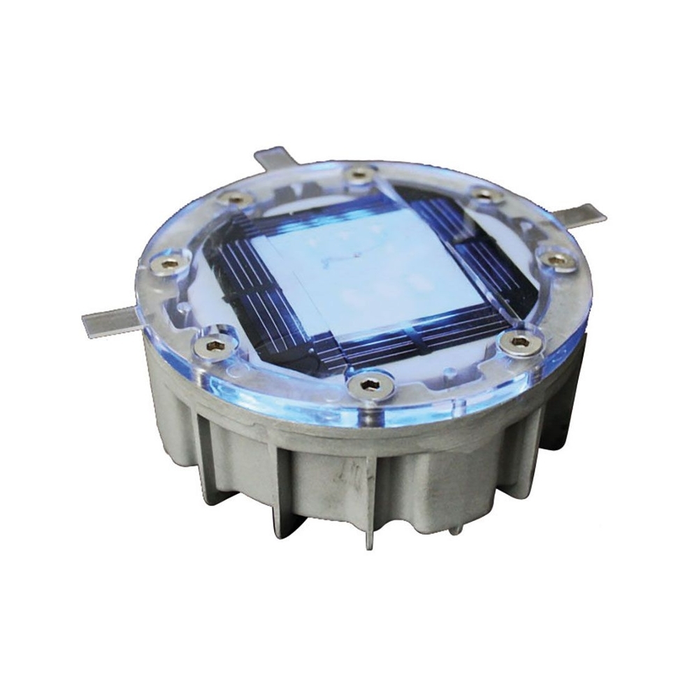 Plot routier solaire coque aluminium LED bleues double face - PROCITY - 120007