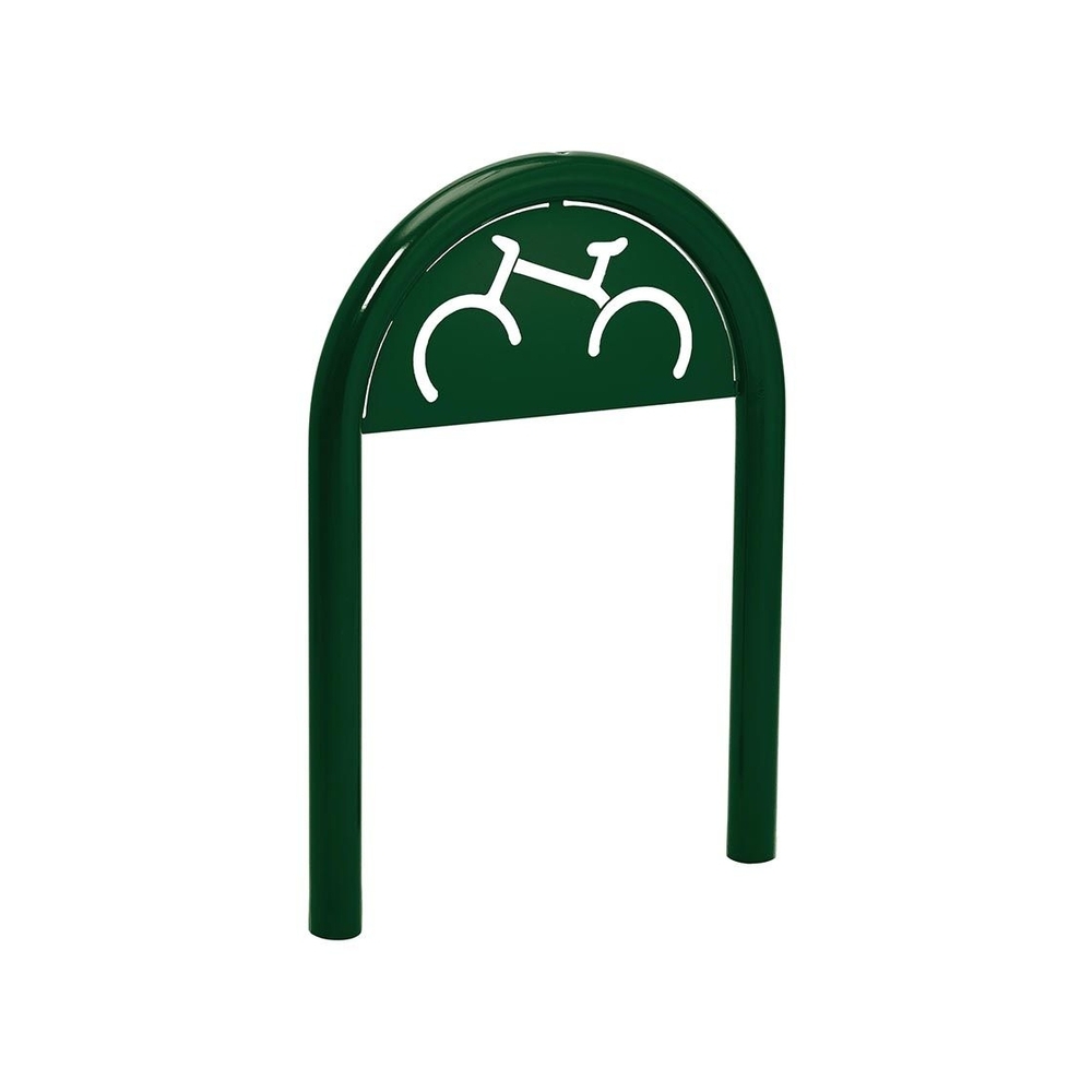 Appui vélos trombone Ø60mm RAL6005 - Version signalétique vélo - Scellement direct - PROCITY - 201053.6005
