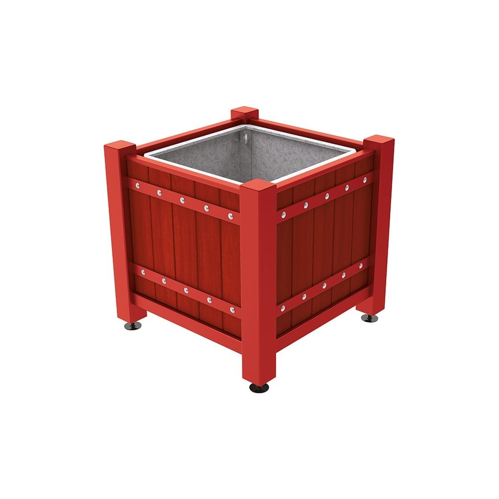 Bac à palmier Sarlat RAL3004 - lasuré acajou - 880x880x855 - Bac acier amovible anneaux inclus - PROCITY - 201175.3004.ACAJ