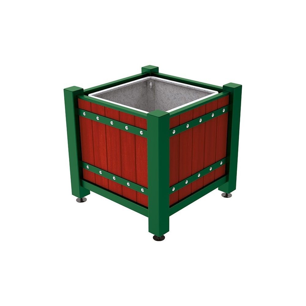 Bac à palmier Sarlat RAL6005 - lasuré acajou - 880x880x855 - Bac acier amovible anneaux inclus - PROCITY - 201175.6005.ACAJ