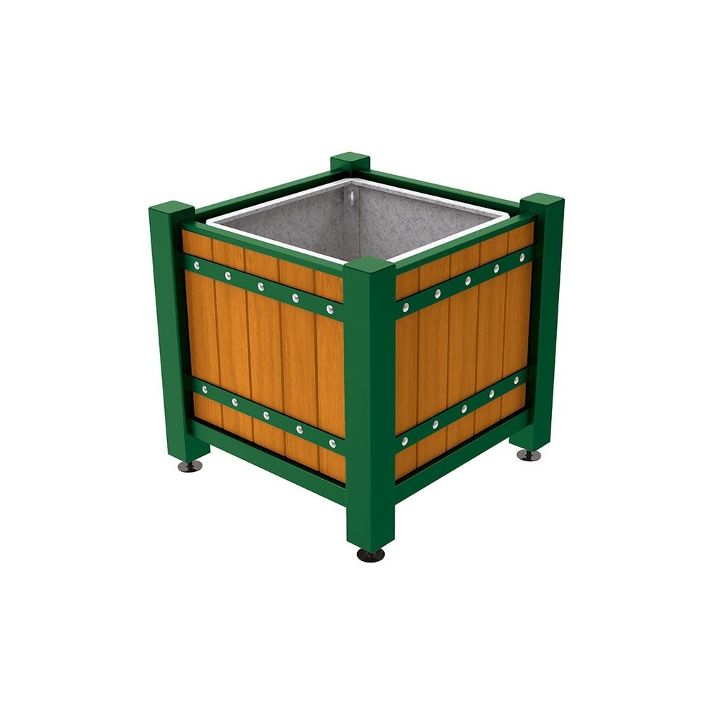 Bac à palmier Sarlat RAL6005 - lasuré chêne clair - 880x880x855 - Bac acier amovible anneaux inclus - PROCITY - 201175.6005.CHEC