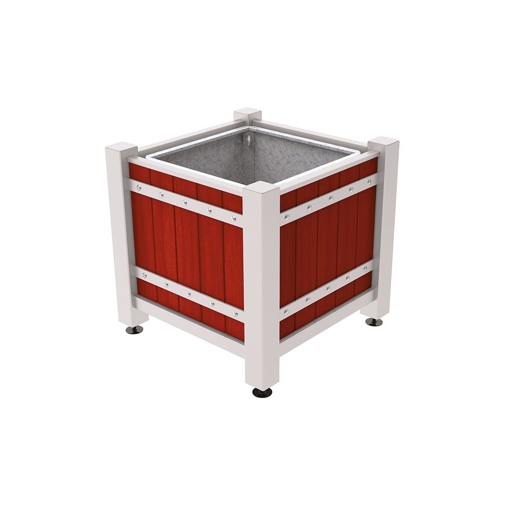 Bac à palmier Sarlat RAL7044 - lasuré acajou - 880x880x855 - Bac acier amovible anneaux inclus - PROCITY - 201175.7044.ACAJ