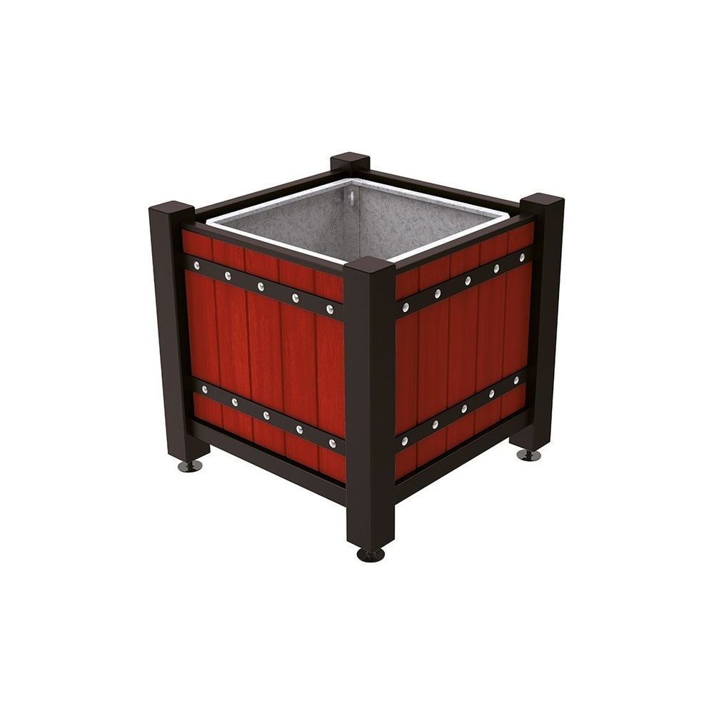 Bac à palmier Sarlat RAL9005 - lasuré acajou - 880x880x855 - Bac acier amovible anneaux inclus - PROCITY - 201175.9005.ACAJ