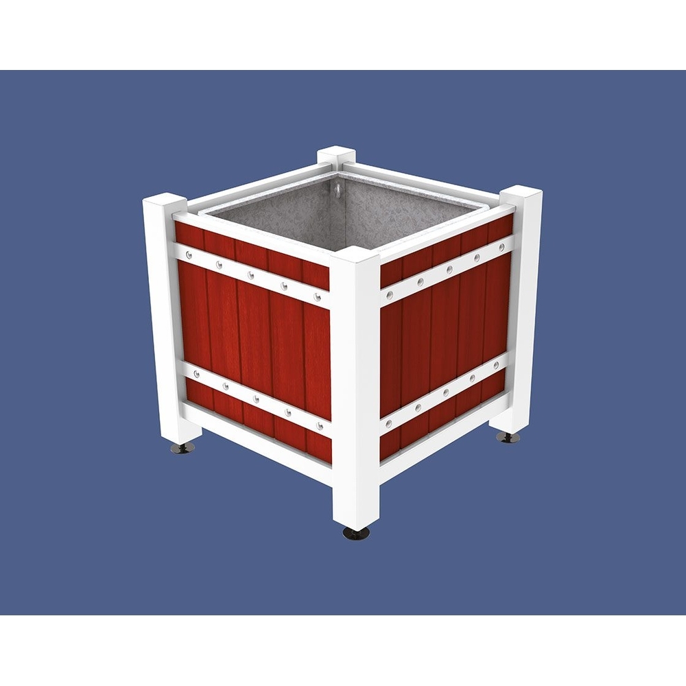 Bac à palmier Sarlat RAL9010 - lasuré acajou - 880x880x855 - Bac acier amovible anneaux inclus - PROCITY - 201175.9010.ACAJ