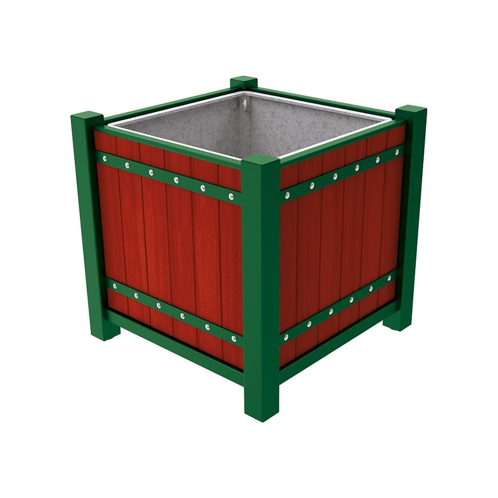 Bac à palmier Sarlat RAL6005 - lasuré acajou - 1060x1060x960 - Bac acier amovible anneaux inclus - PROCITY - 201176.6005.ACAJ