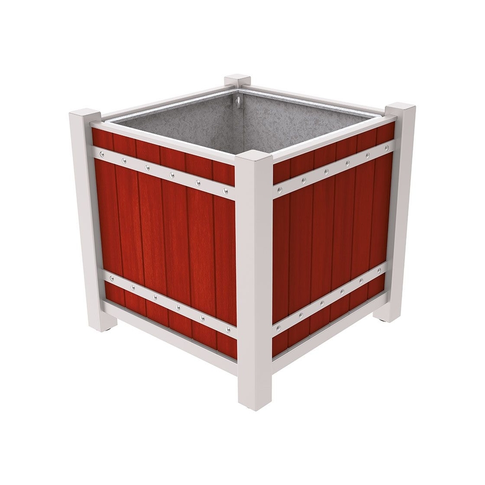 Bac à palmier Sarlat RAL7044 - lasuré acajou - 1060x1060x960 - Bac acier amovible anneaux inclus - PROCITY - 201176.7044.ACAJ