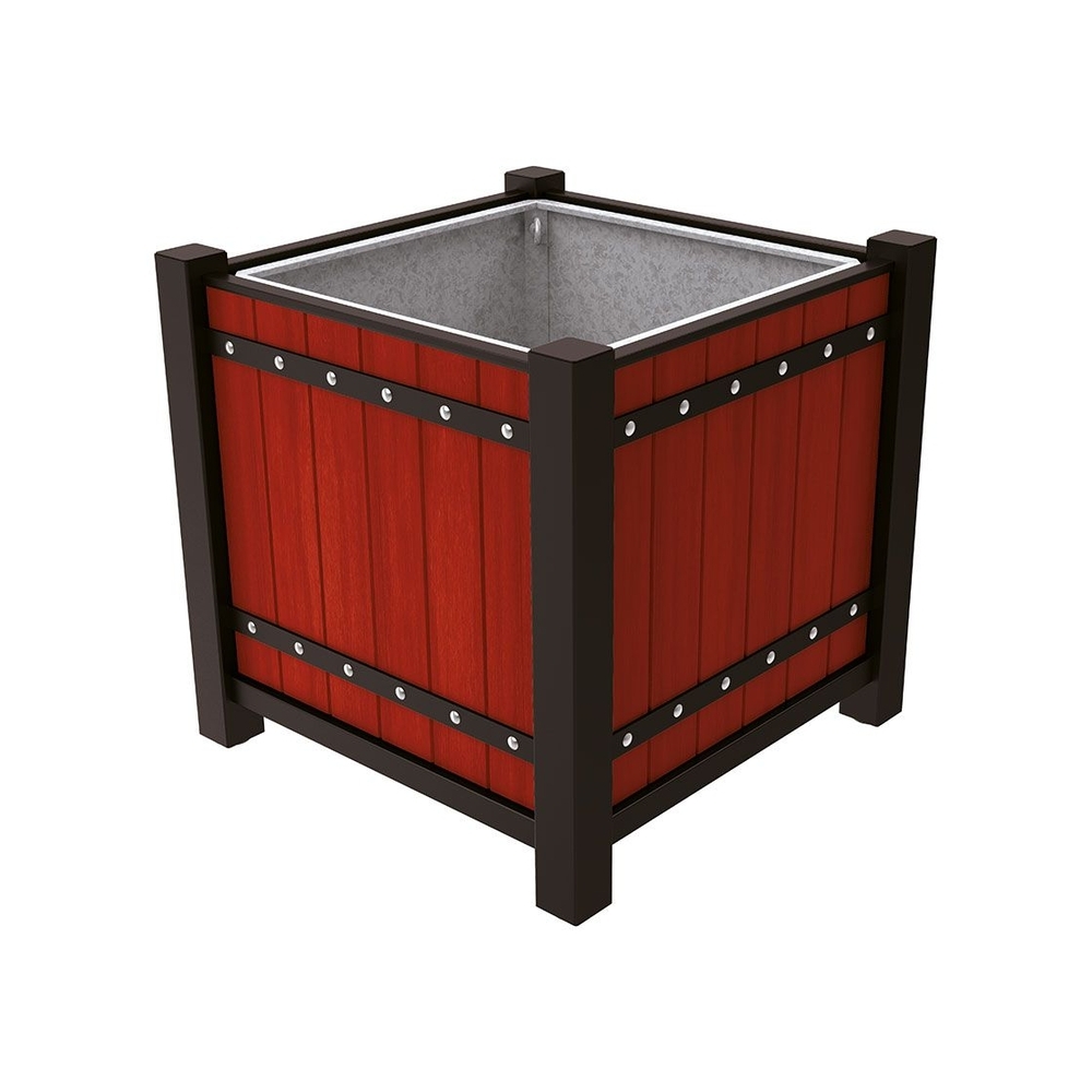 Bac à palmier Sarlat RAL9005 - lasuré acajou - 1060x1060x960 - Bac acier amovible anneaux inclus - PROCITY - 201176.9005.ACAJ