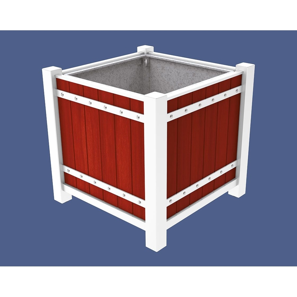 Bac à palmier Sarlat RAL9010 - lasuré acajou - 1060x1060x960 - Bac acier amovible anneaux inclus - PROCITY - 201176.9010.ACAJ