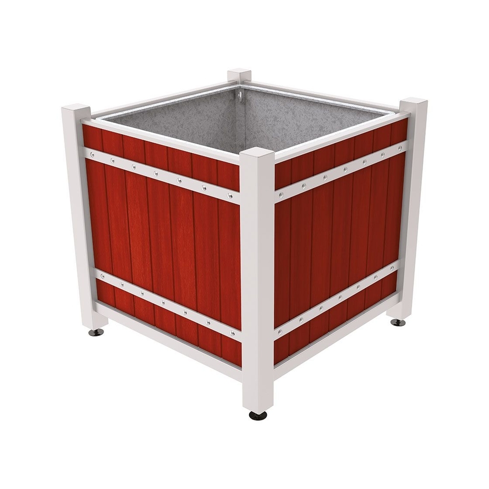 Bac à palmier Sarlat RAL7044 - lasuré acajou - 1230x1230x1185 - Bac acier amovible anneaux inclus - PROCITY - 201177.7044.ACAJ