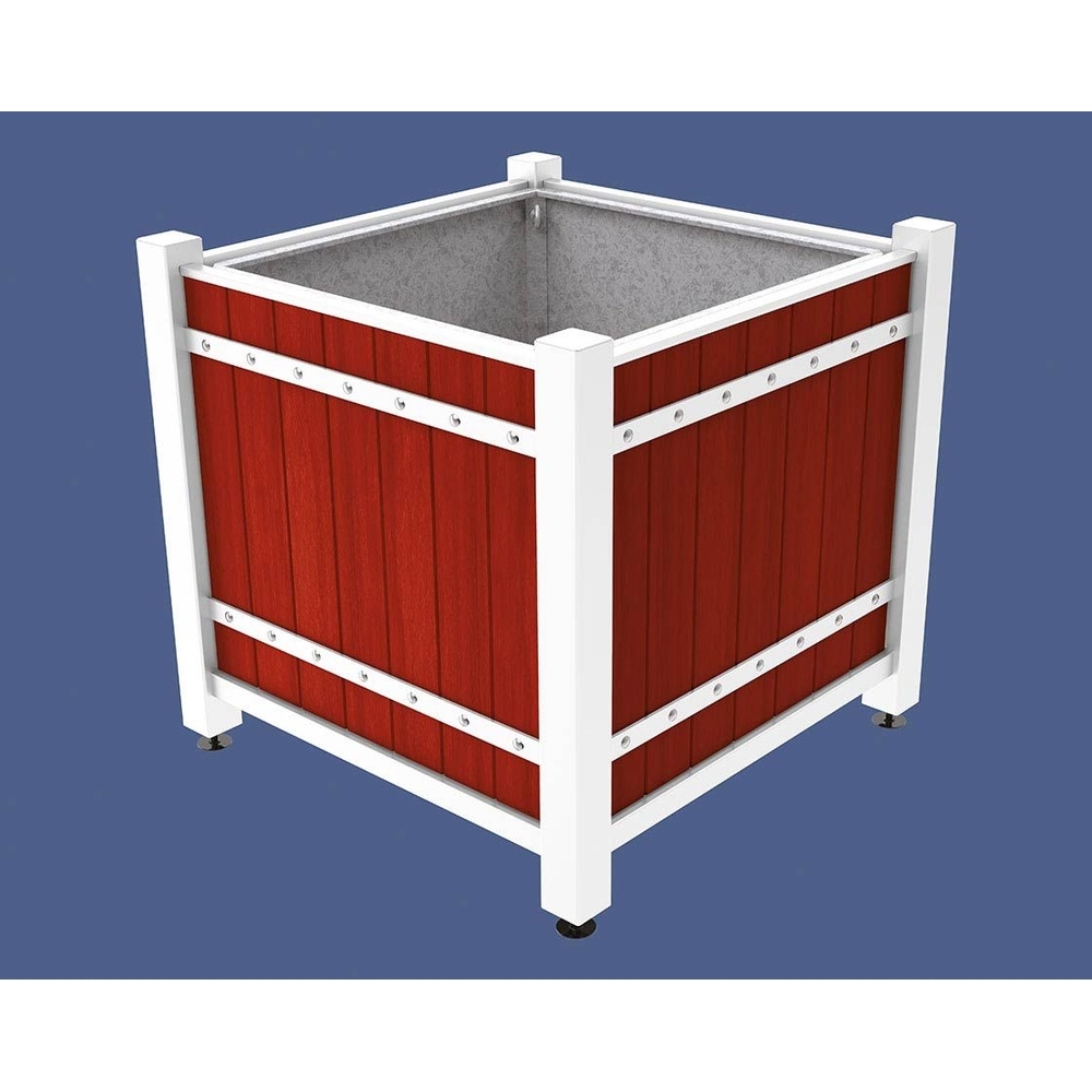 Bac à palmier Sarlat RAL9010 - lasuré acajou - 1230x1230x1185 - Bac acier amovible anneaux inclus - PROCITY - 201177.9010.ACAJ
